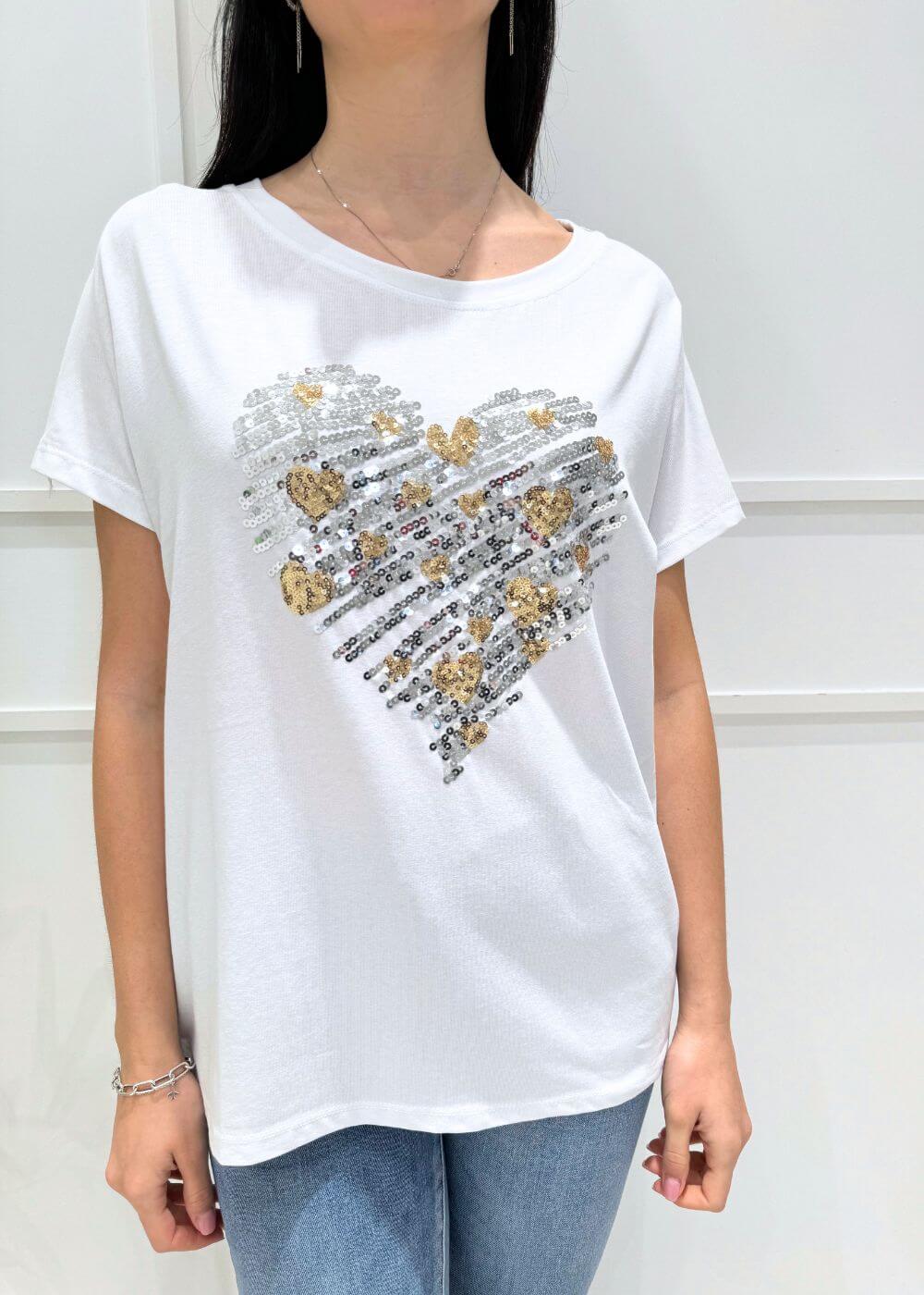 KERSO - T-Shirt Over Cuore - BIANCO