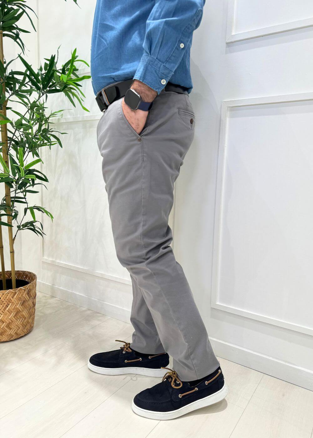 Pantalone tasca classica microfantasia - GRIGIO
