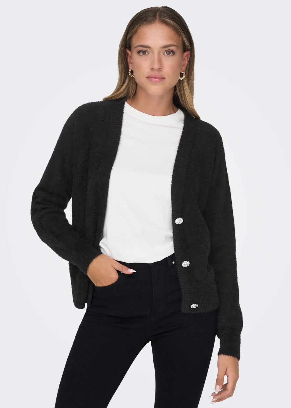 ONLY - Cardigan Bott.Gioiello - NERO