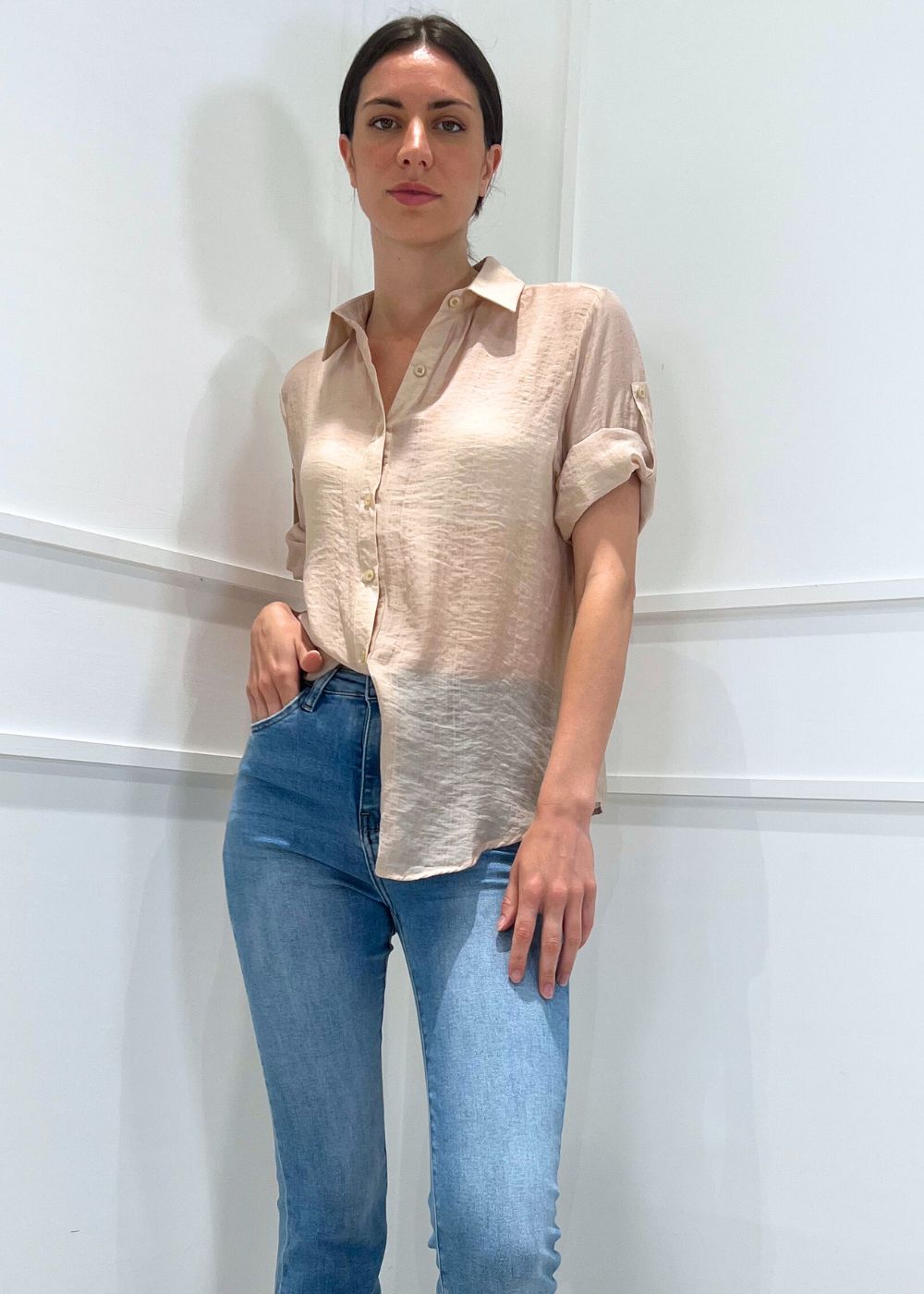 KERSO - Camicia manica 3/4 - BEIGE