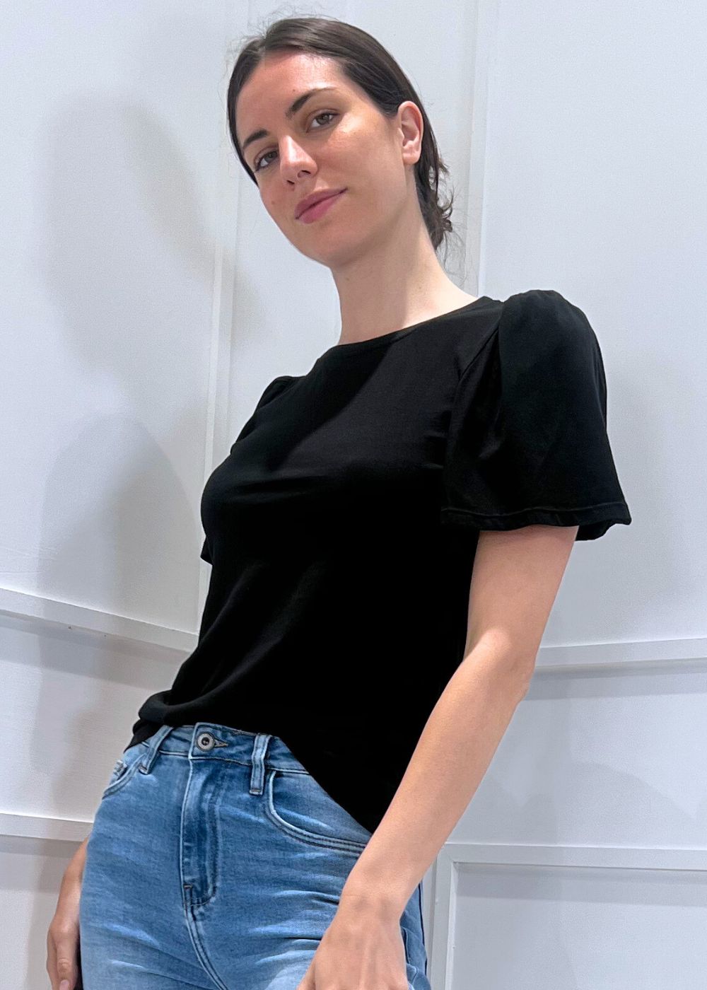 SUSY MIX - T-Shirt Manica Sbuffo - NERO