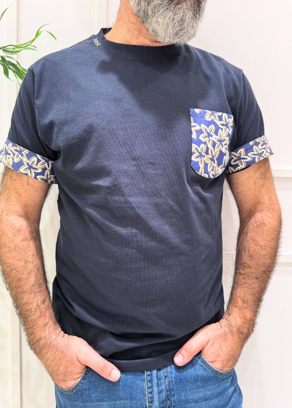 T-Shirt stampa tasca - BLU