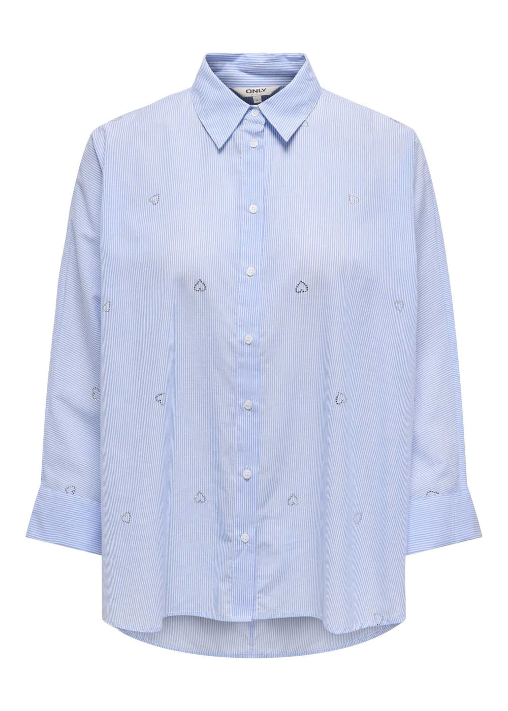 ONLY - Camicia Righe Cuore - CELESTE