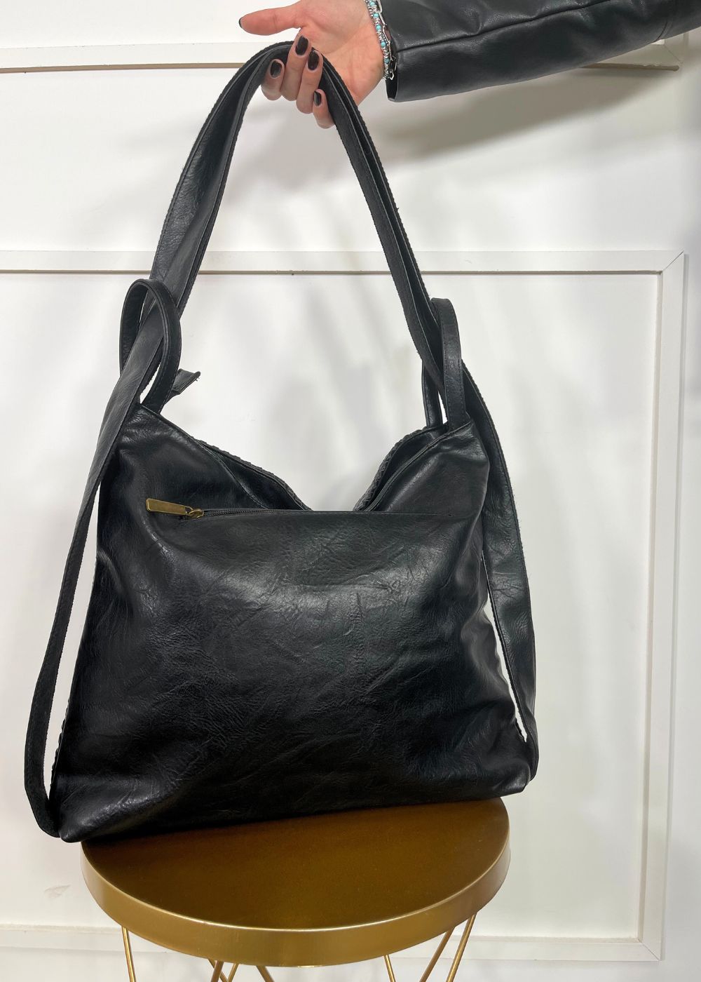 ANG - Borsa Zaino Intecciata - NERO