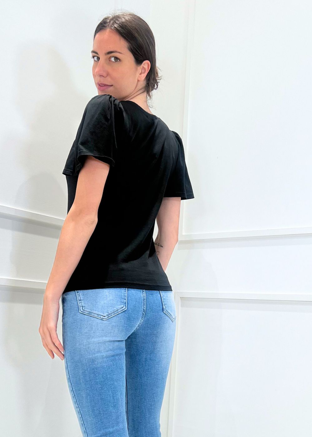 SUSY MIX - T-Shirt Manica Sbuffo - NERO
