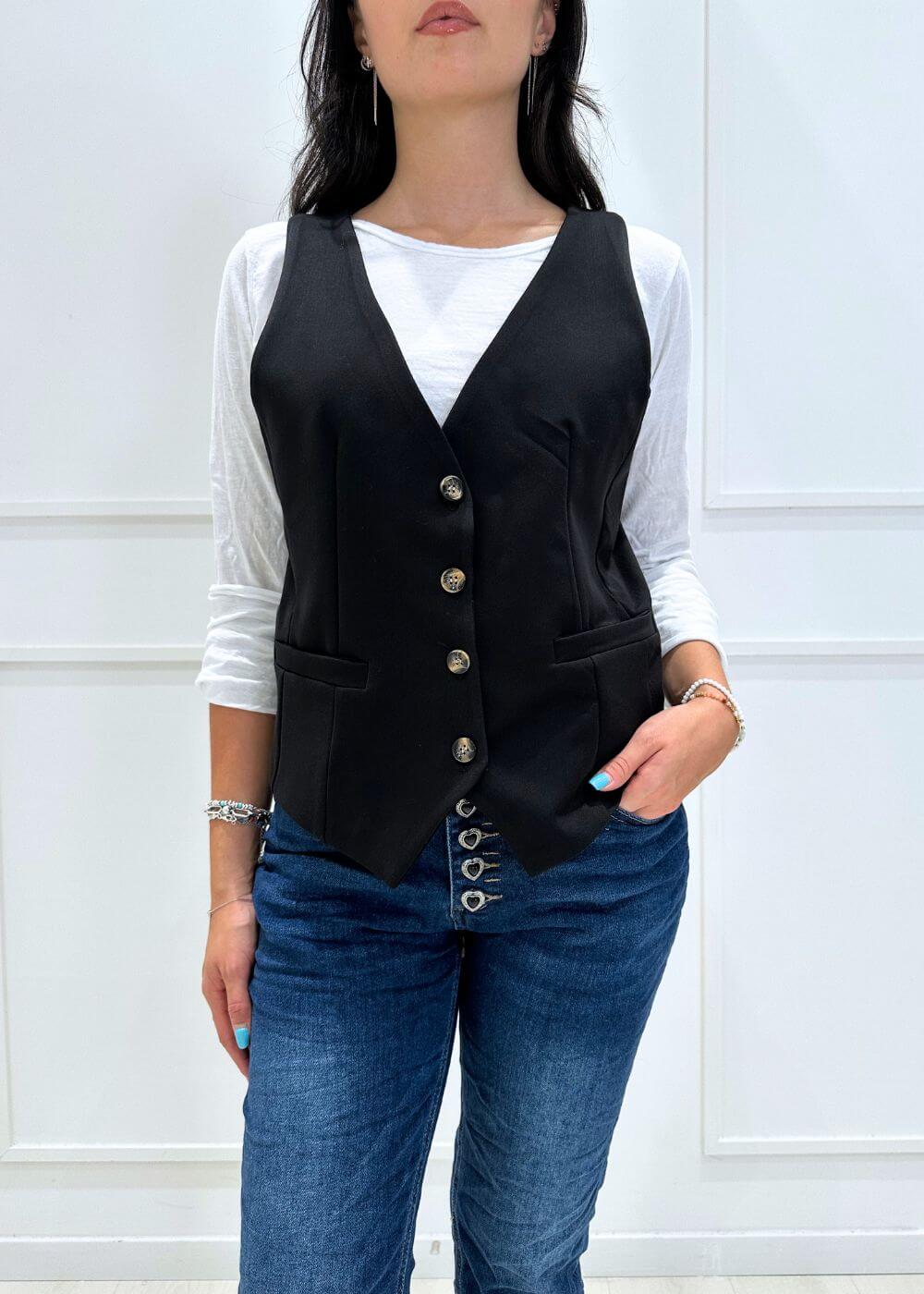 KERSO - Gilet Bottoni - NERO