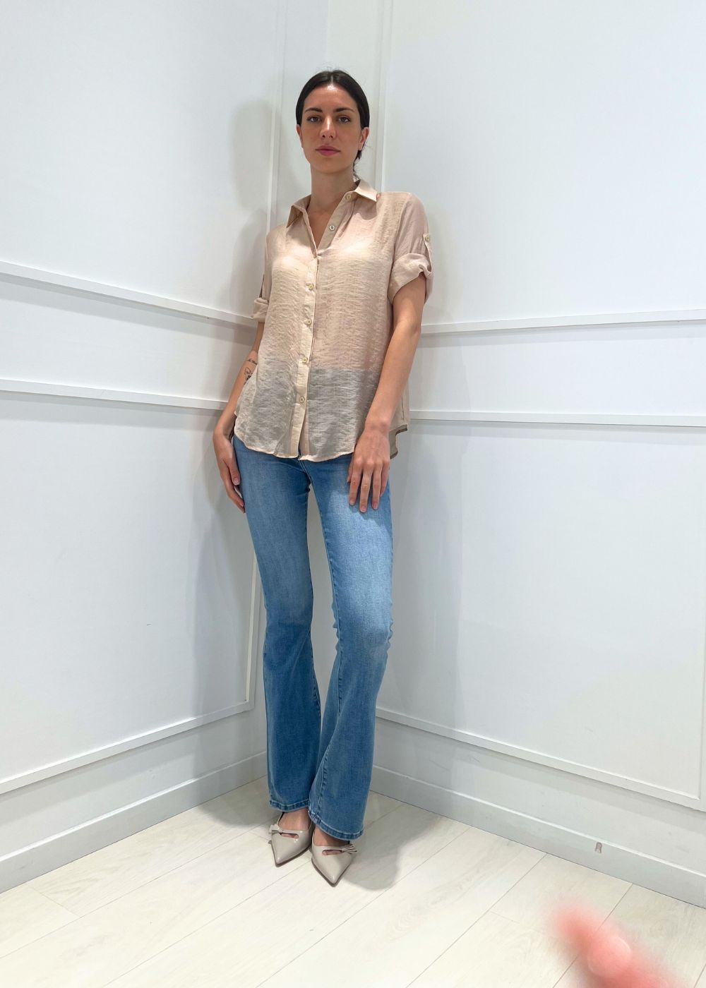 KERSO - Camicia manica 3/4 - BEIGE