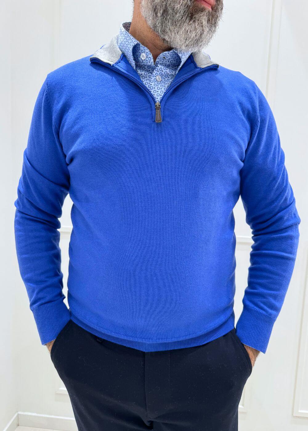 Maglia Mezza Zip Tinta Unita - BLUETTE