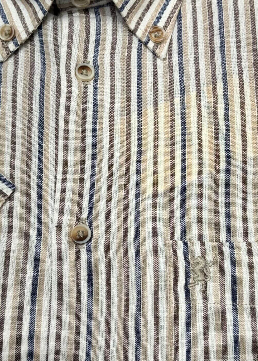 Camicia m/corta lino-cotone - BEIGE