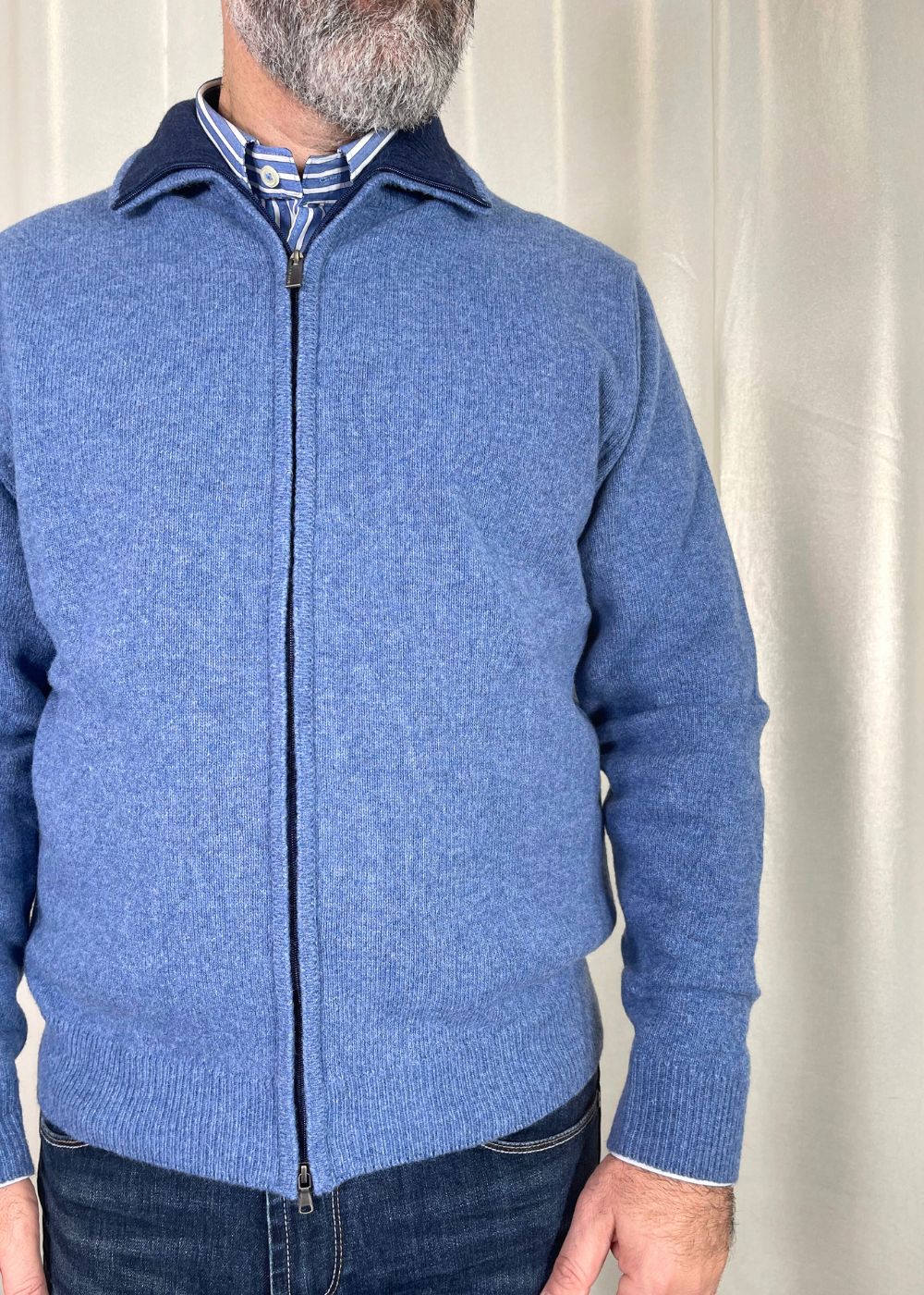 ARA - Maglia Zip Lunga - CELESTE