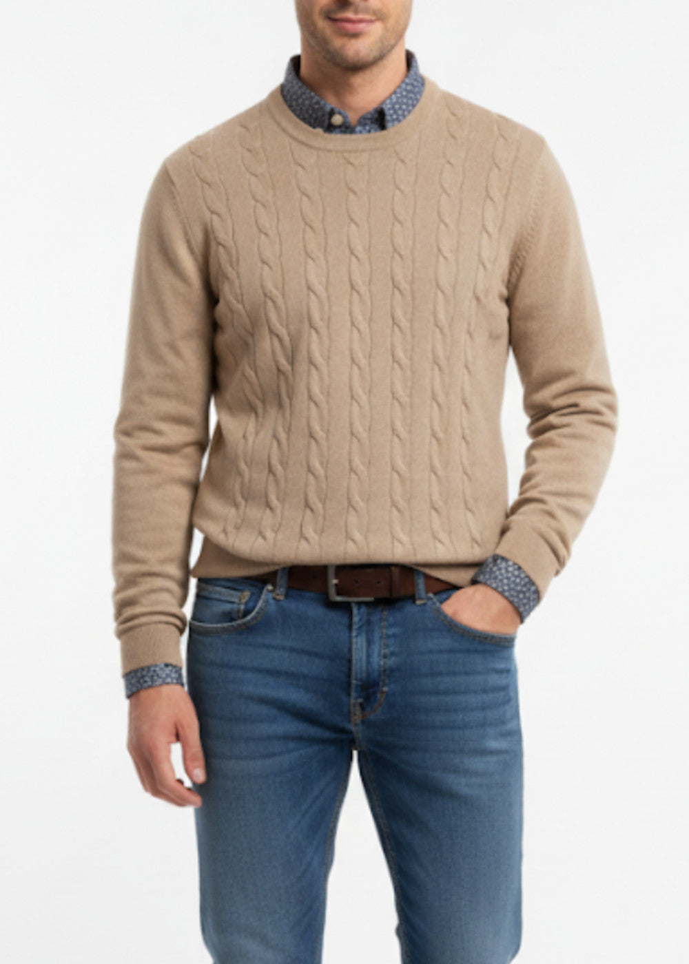 Coveri - Maglia Girocollo Trecce - BEIGE
