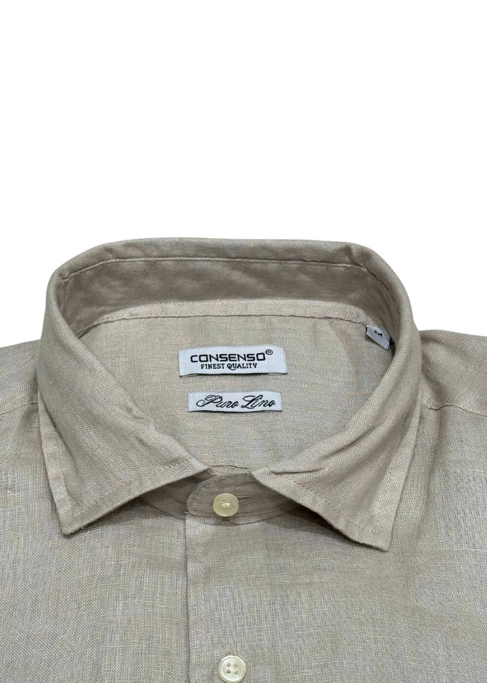 Camicia Collo classico lino - BEIGE
