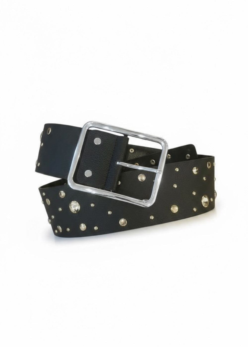 KERSO - Cintura Alta Borchie - NERO/ARGENTO