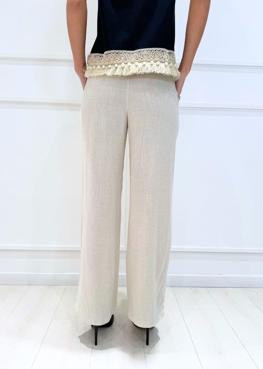 ONLY - Pantalone Lino - BEIGE