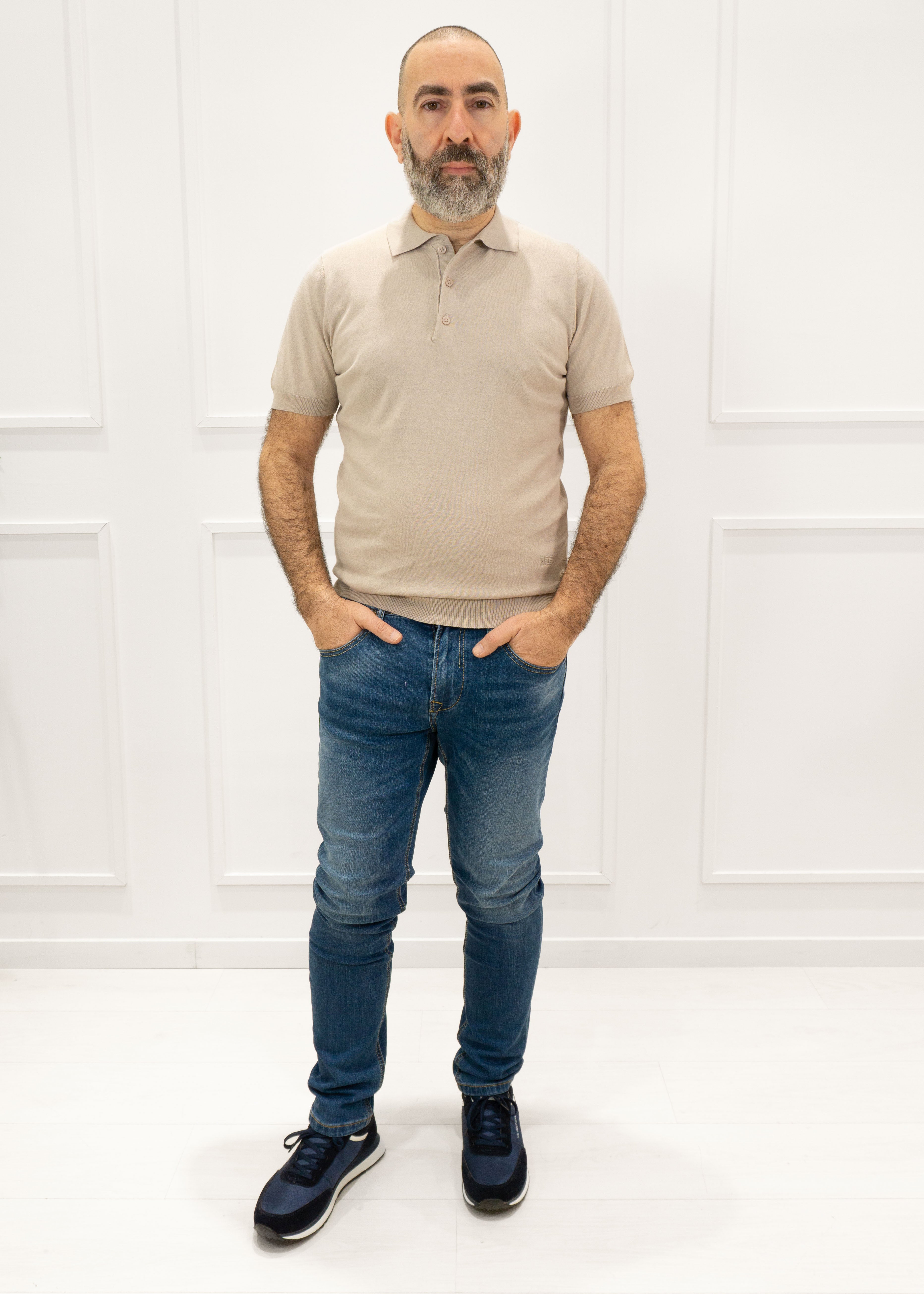 rifle - polo m/m in maglia - beige