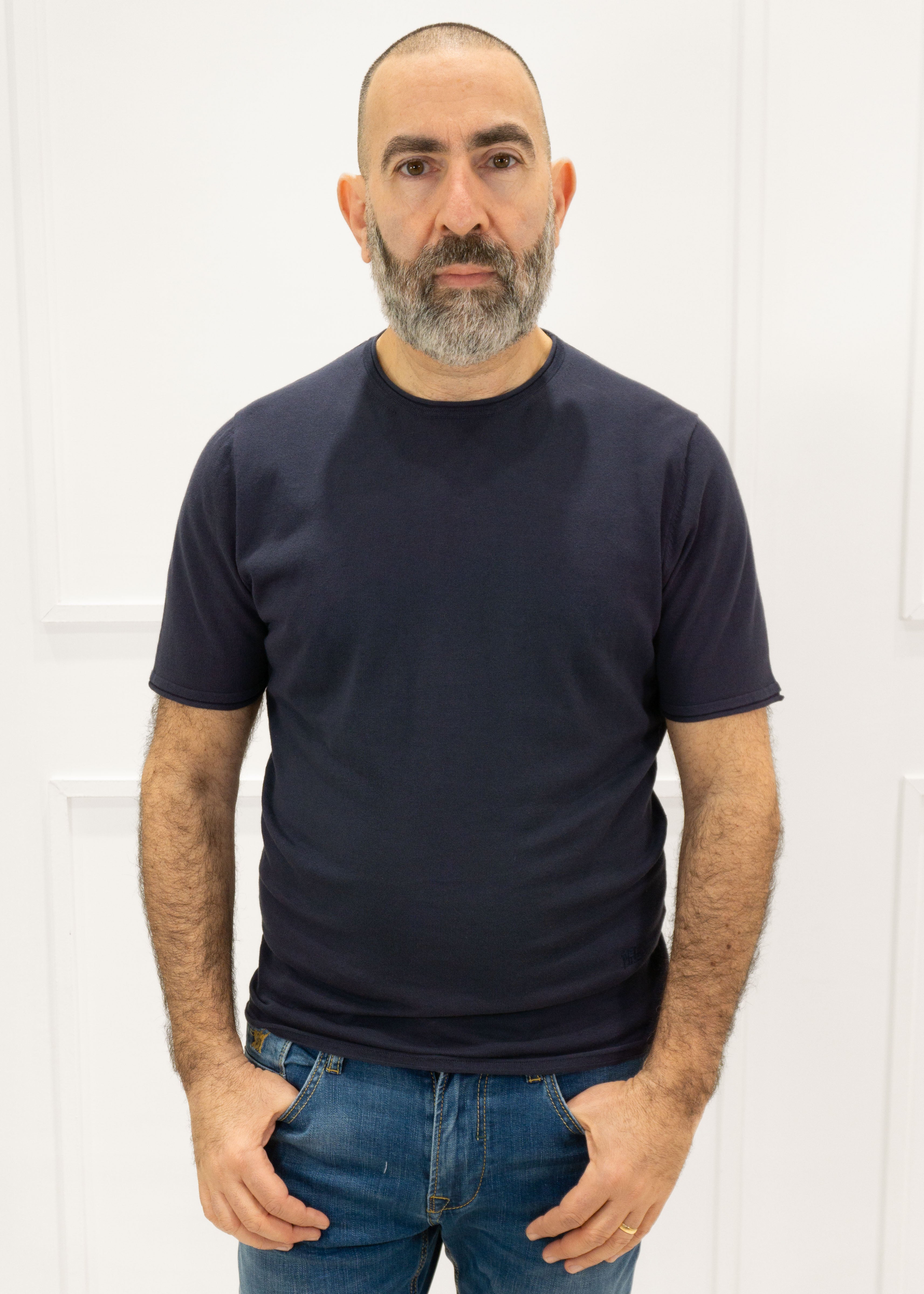 rifle - t-shirt m/m in maglia - blu