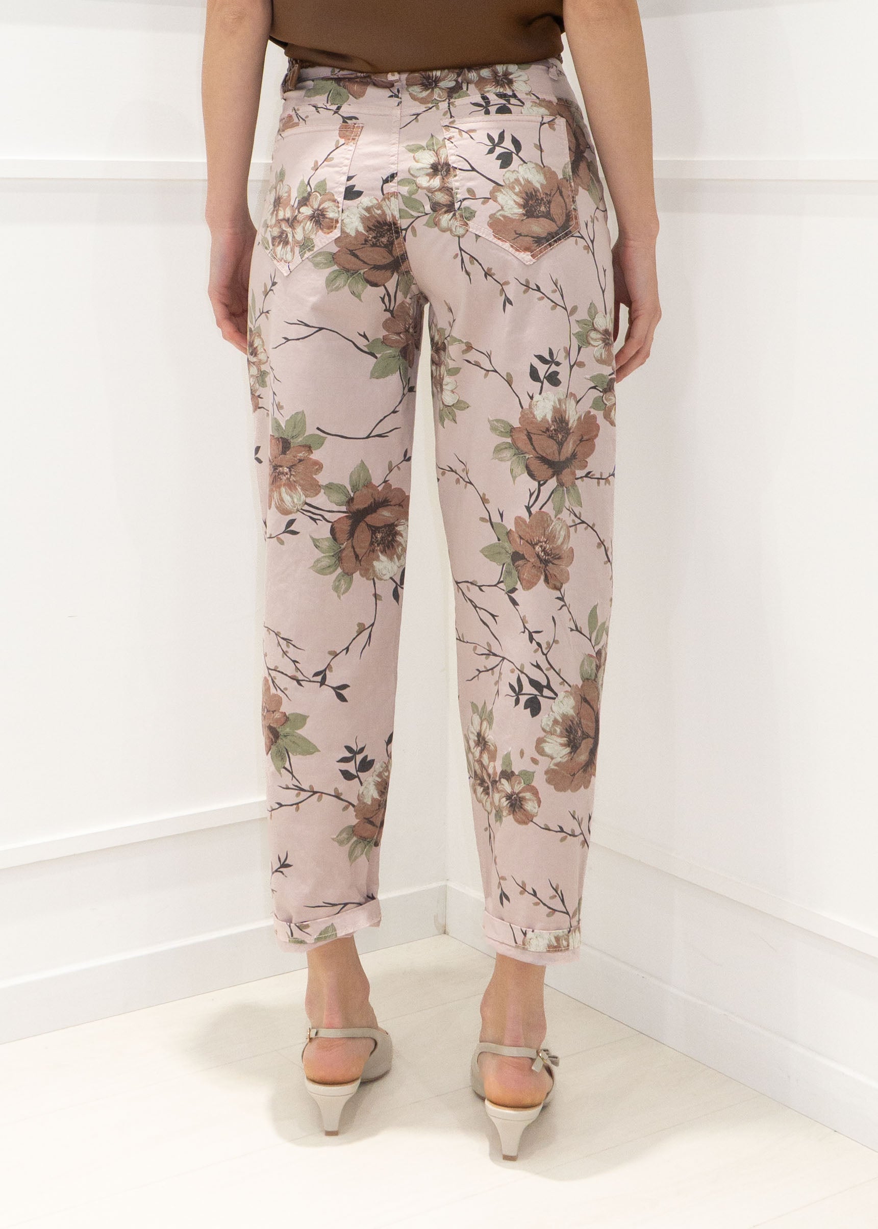 KERSO - Pantalone fiorato - ROSA