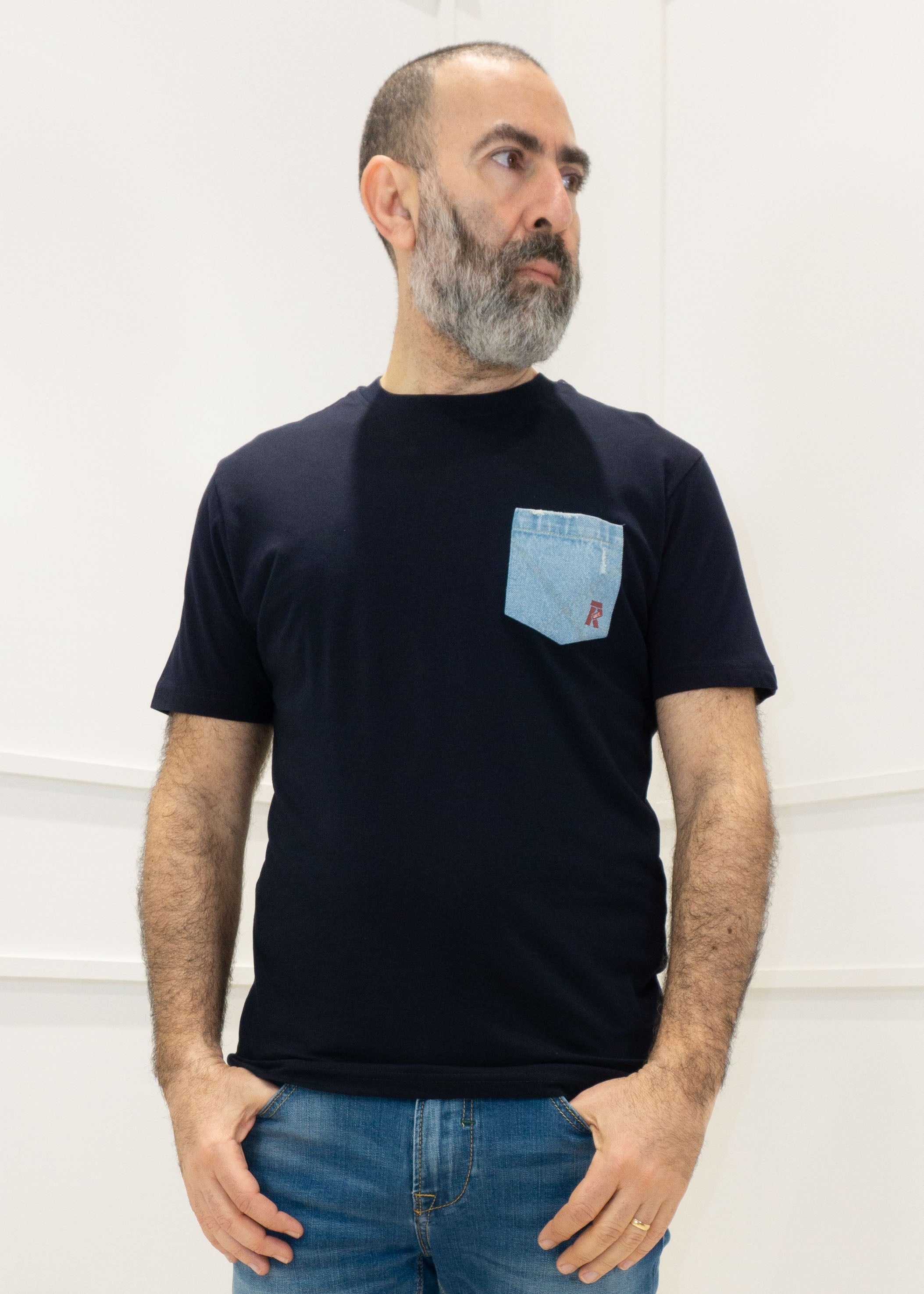 Rifle - T-Shirt m/m taschino Jeans Rifle - BLU