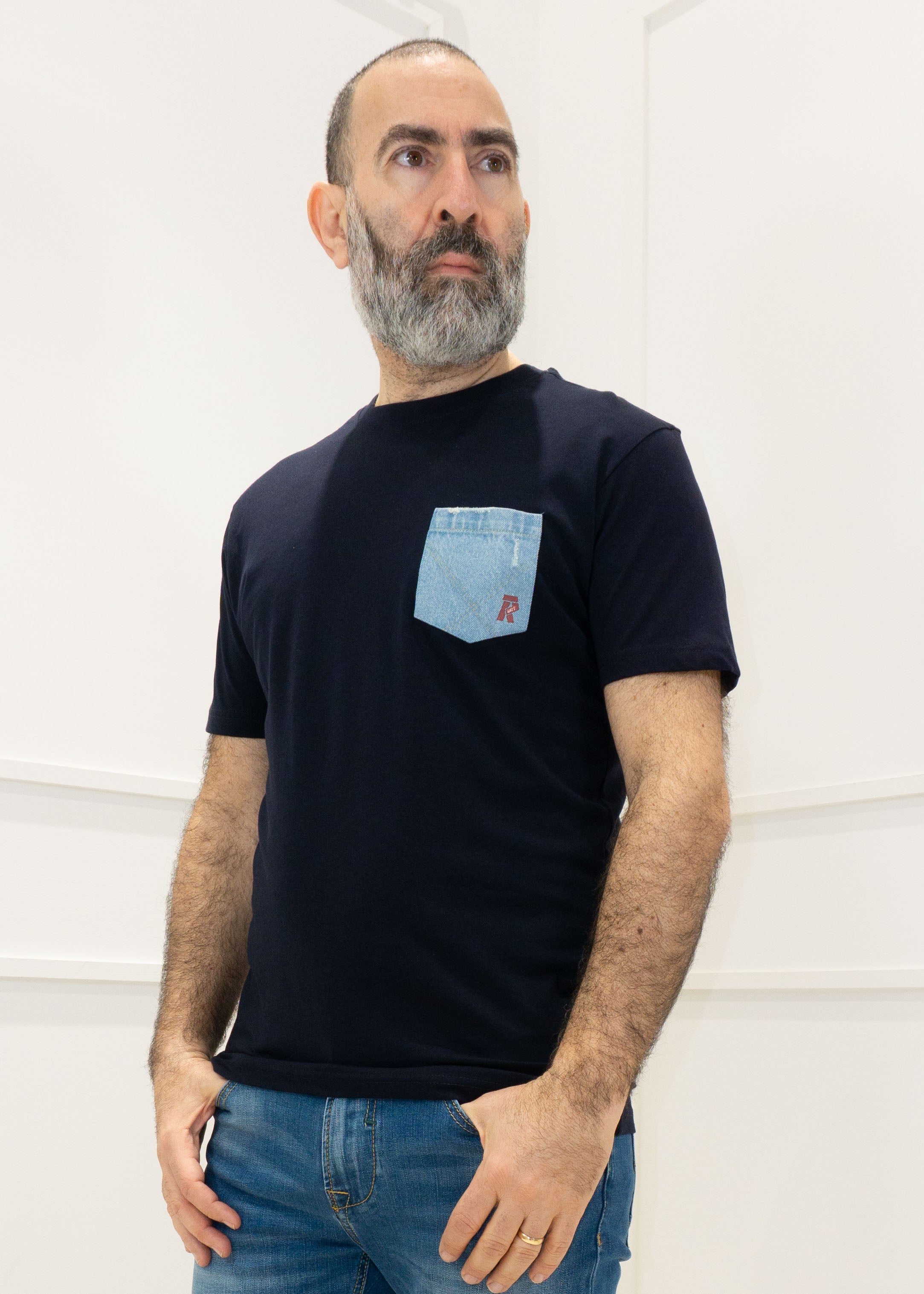 Rifle - T-Shirt m/m taschino Jeans Rifle - BLU