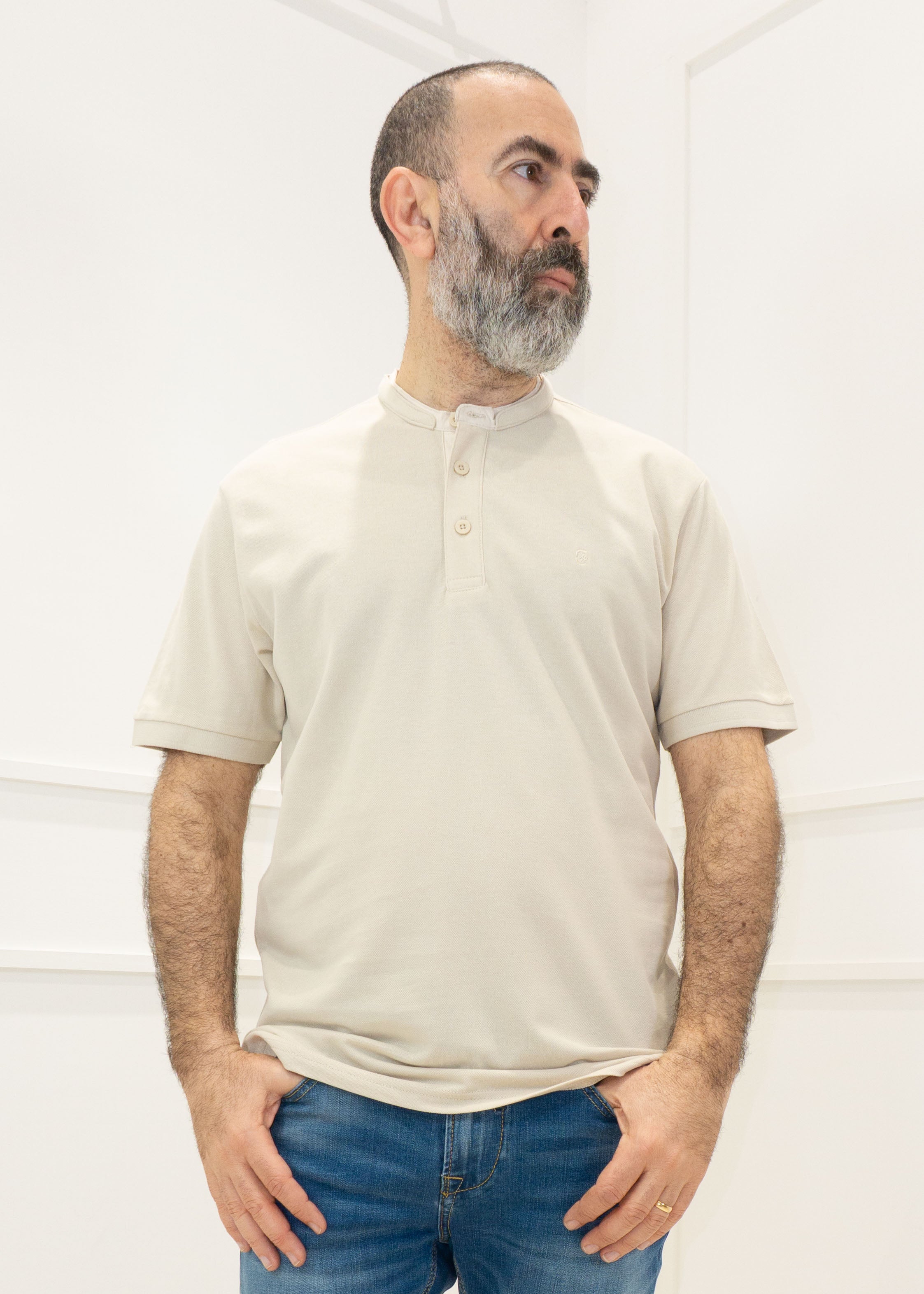 Coveri - T-Shirt m/m bottoni Coveri - BEIGE