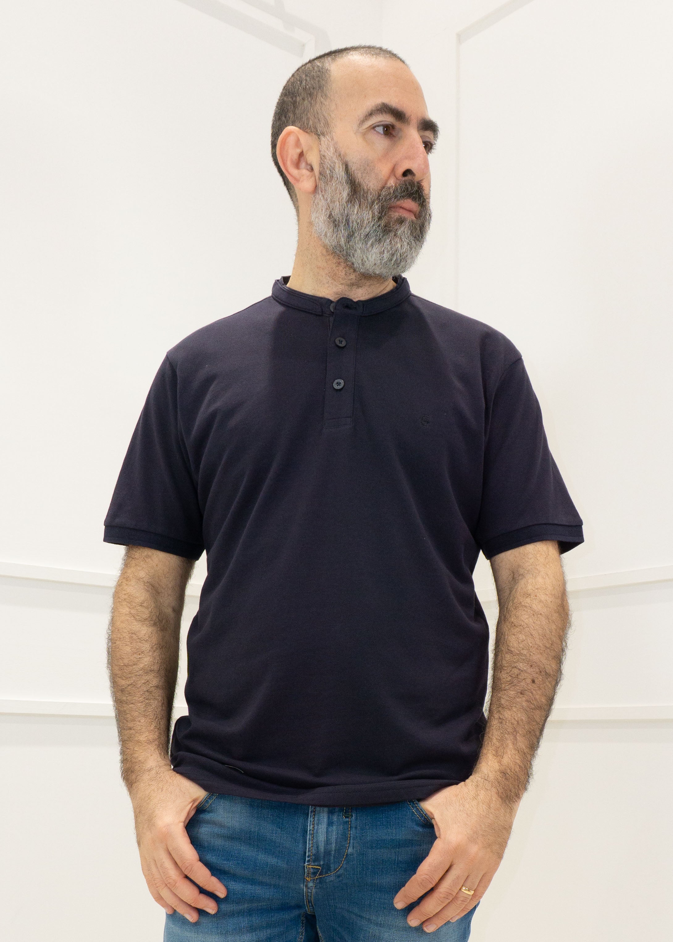 Coveri - T-Shirt m/m bottoni Coveri - BLU