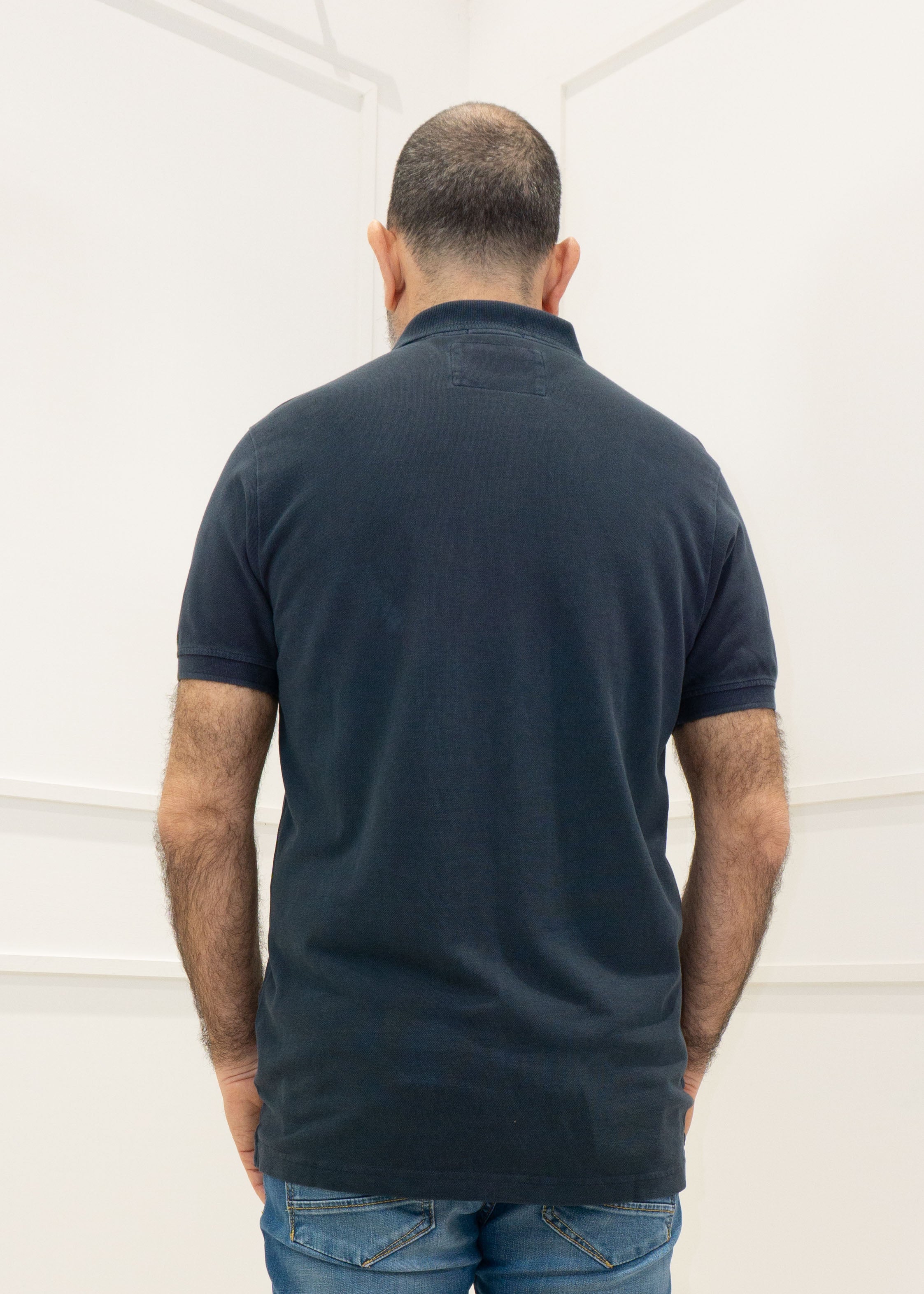 COTTON BELT - Polo m/m stone wash Cotton Belt - BLU