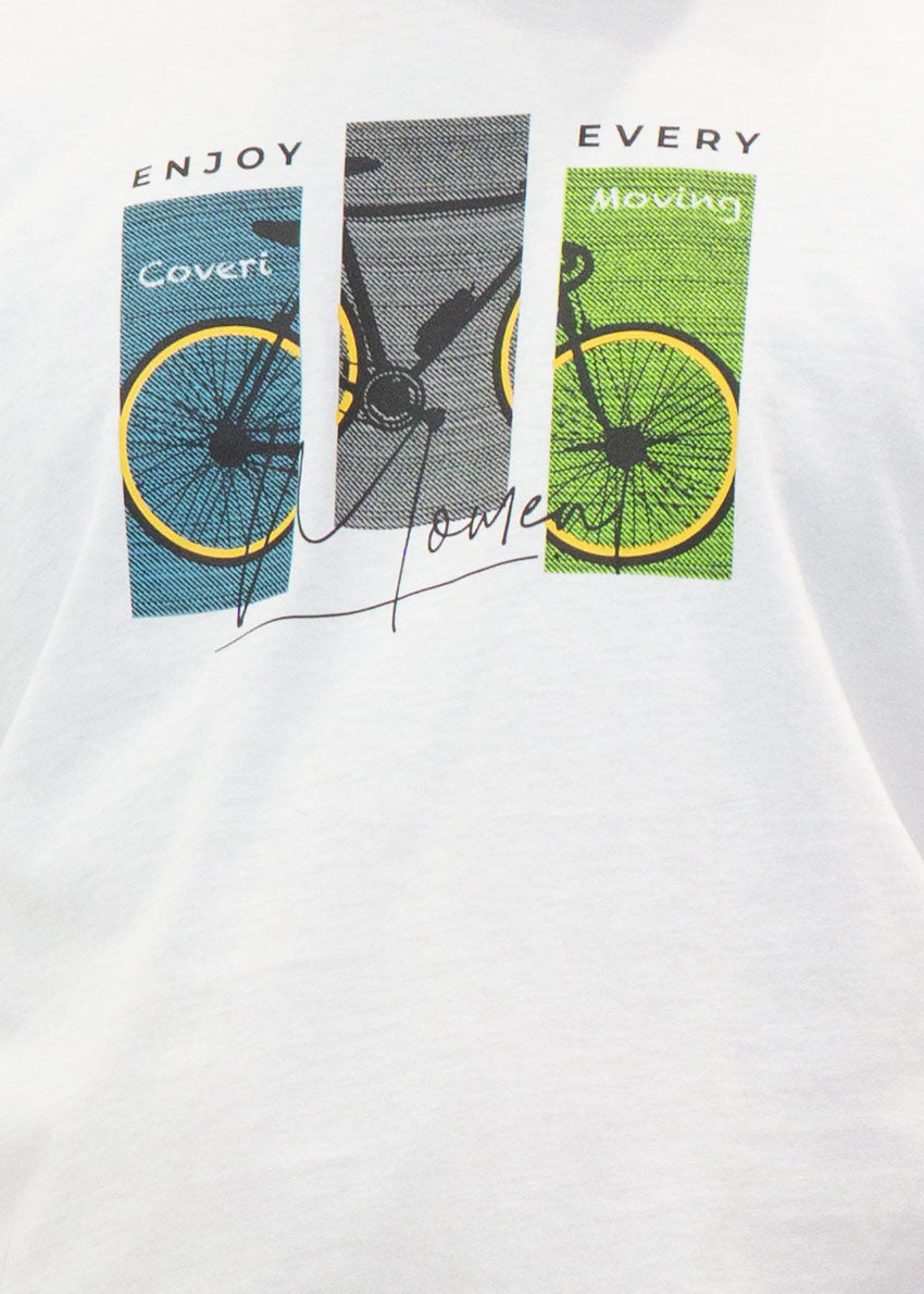 Coveri - T-Shirt m/m stampa bicicletta - BIANCO