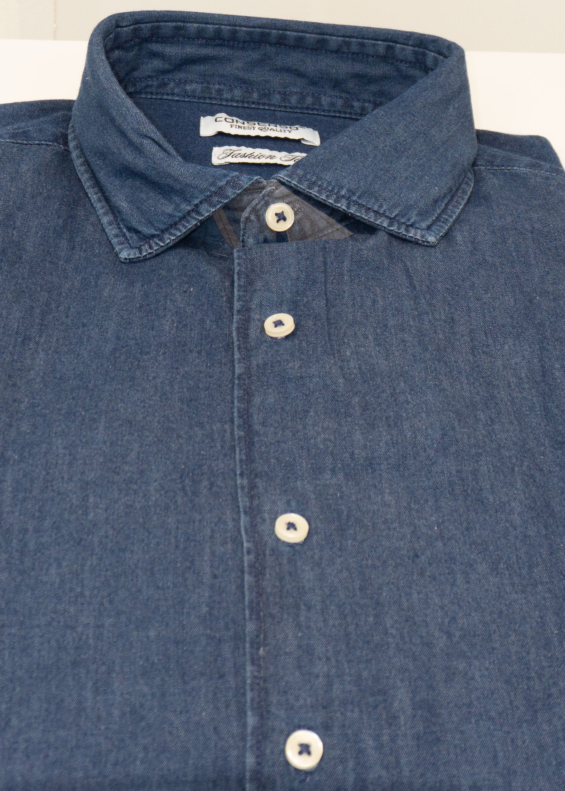 KERSO - Camicia Jeans Collo Francese - DENIM
