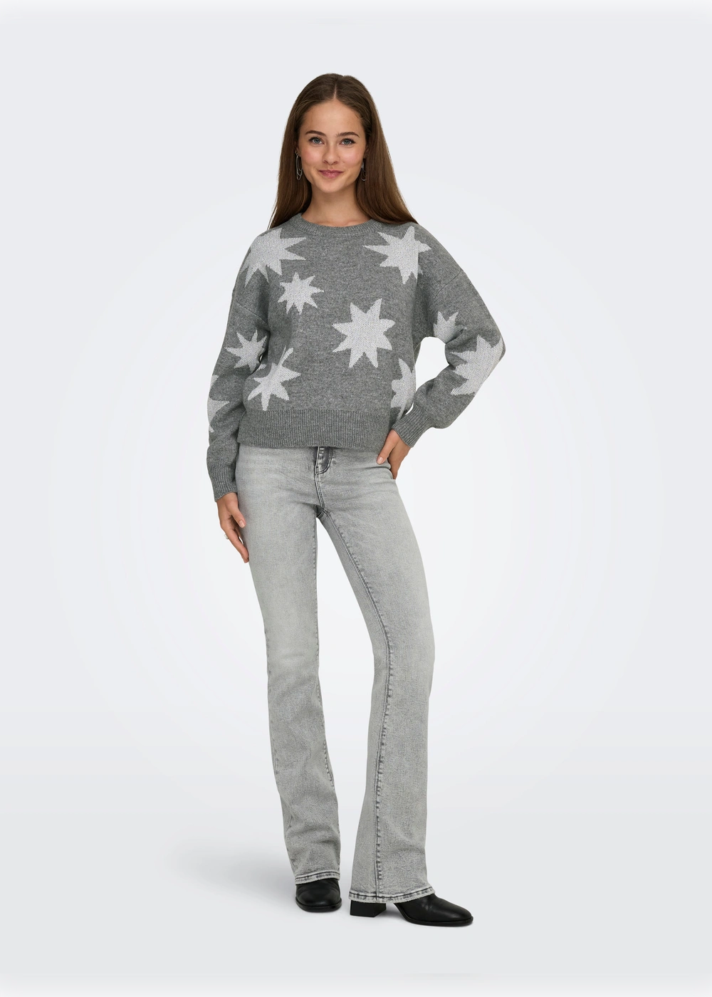 ONLY - Maglia Stelle - GRIGIO