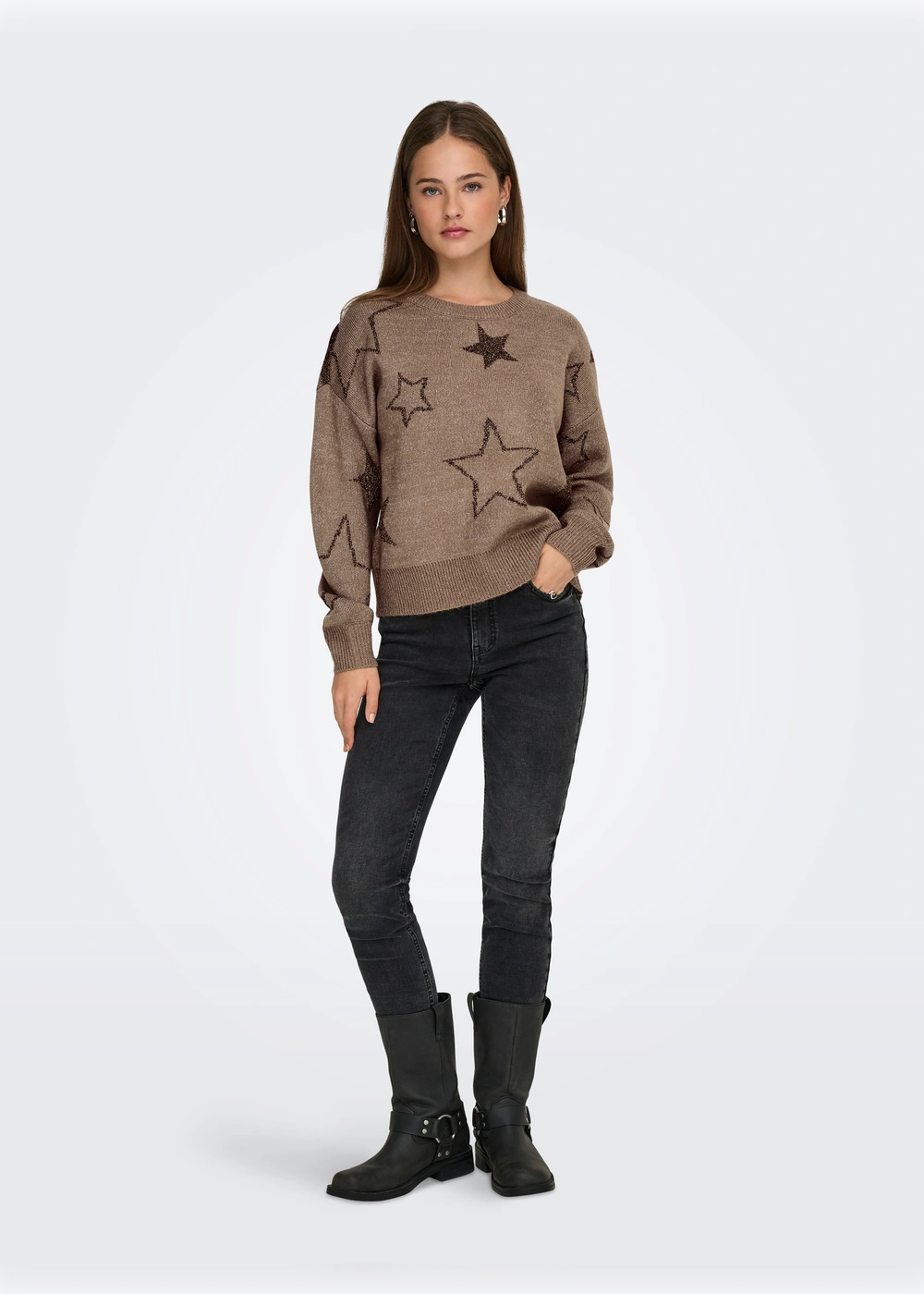 ONLY - Maglia Stelle - BEIGE