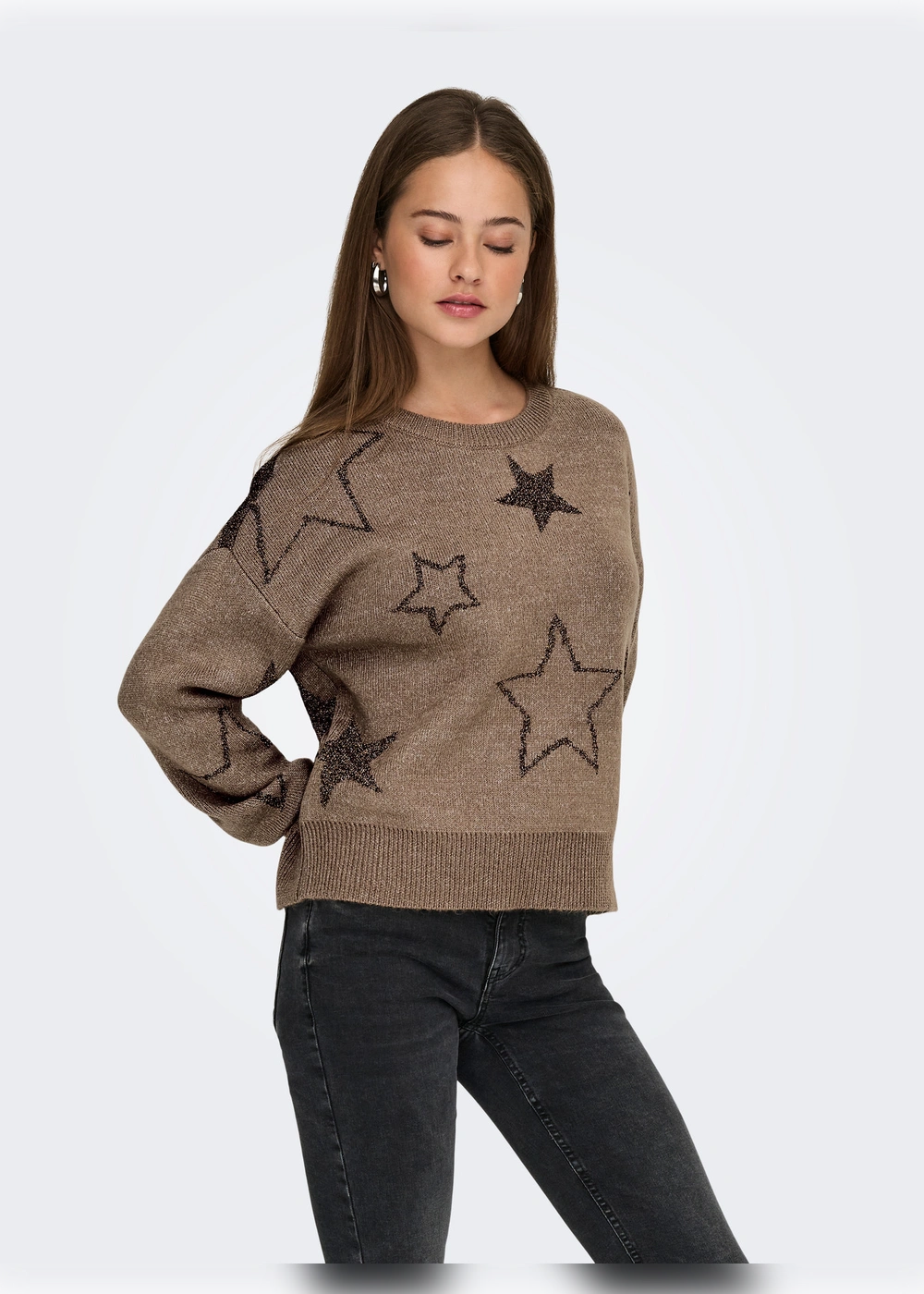 ONLY - Maglia Stelle - BEIGE