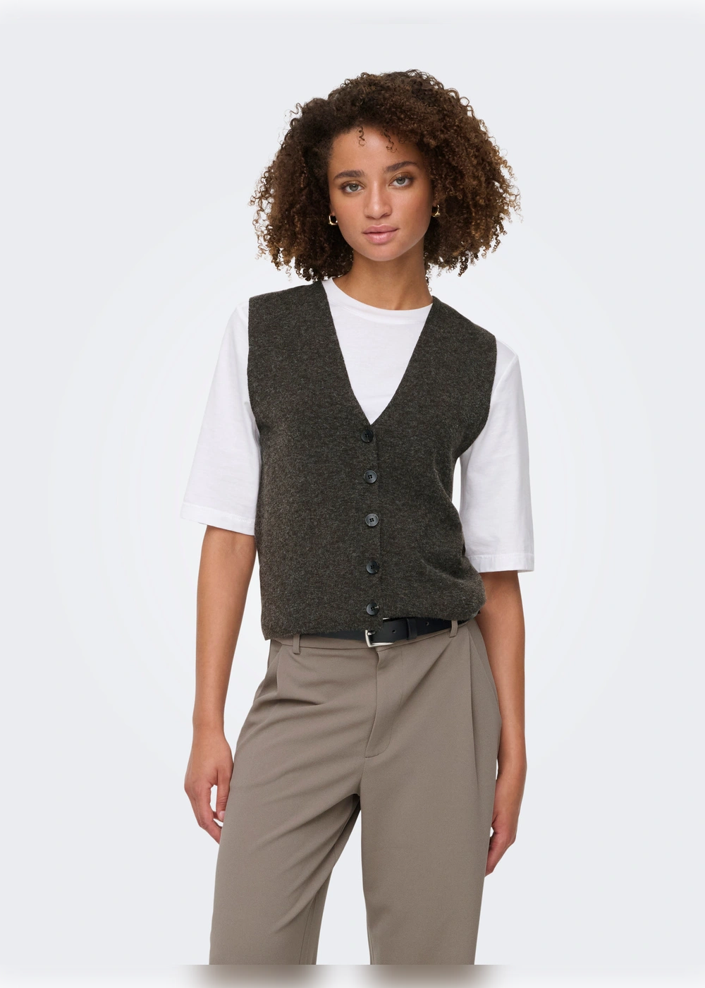 only - gilet maglia - marrone