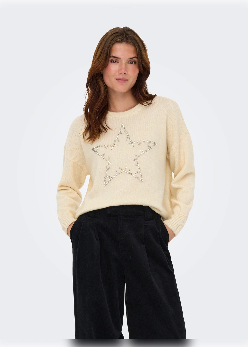 only - maglia stella - panna