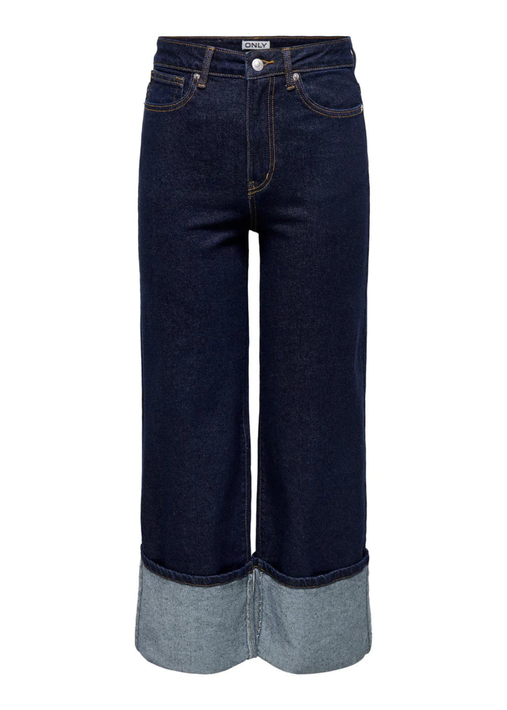 ONLY - Jeans Largo Risvolto - JEANS SCURO