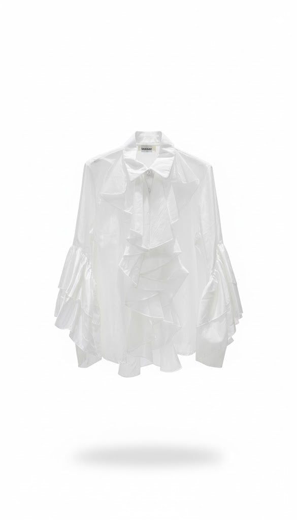 KERSO - Camicia Rouches - BIANCO