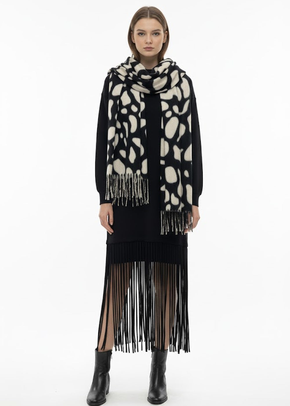 KERSO - Abito frange - NERO