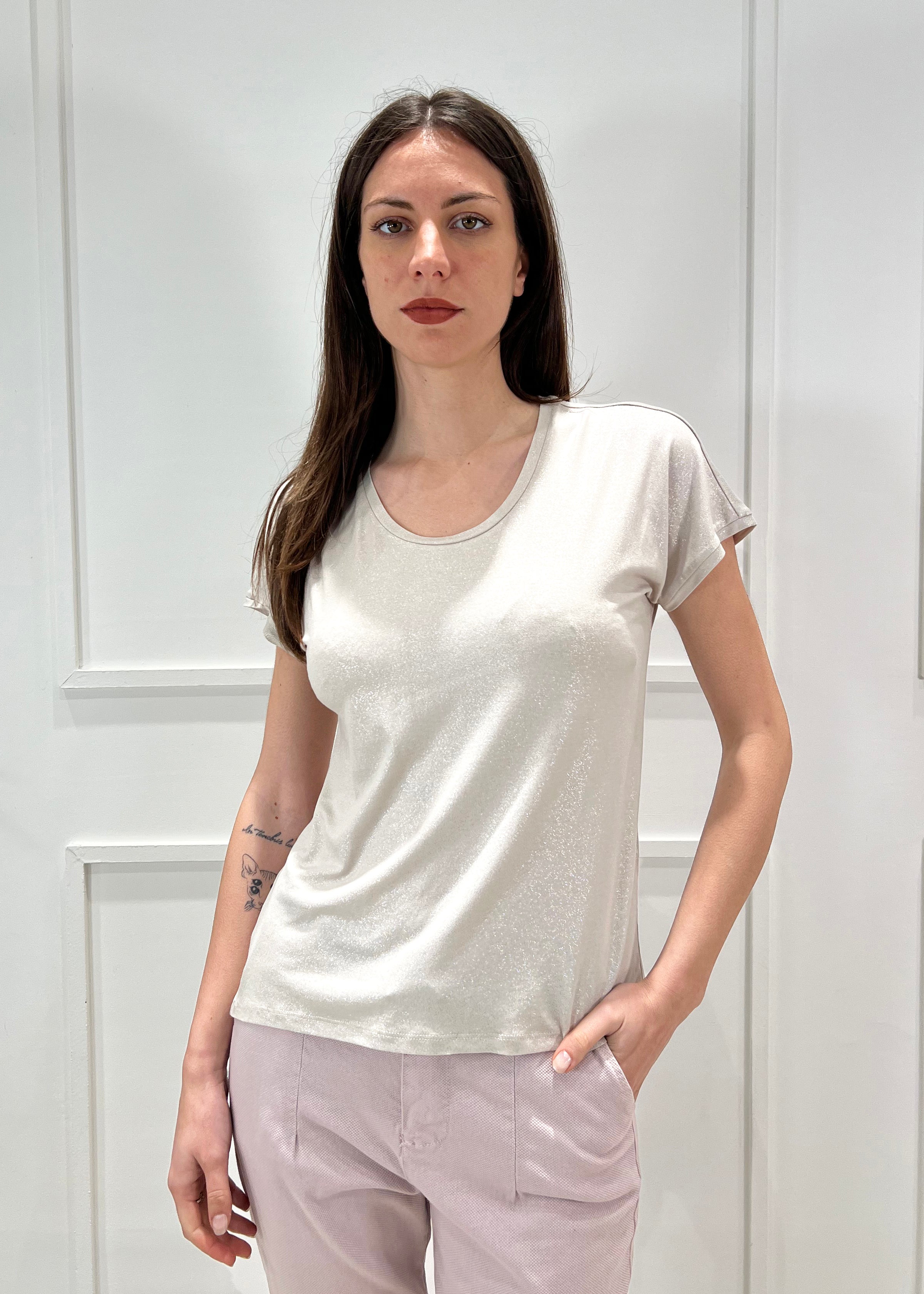 ONLY - T-Shirt Glitter - BEIGE