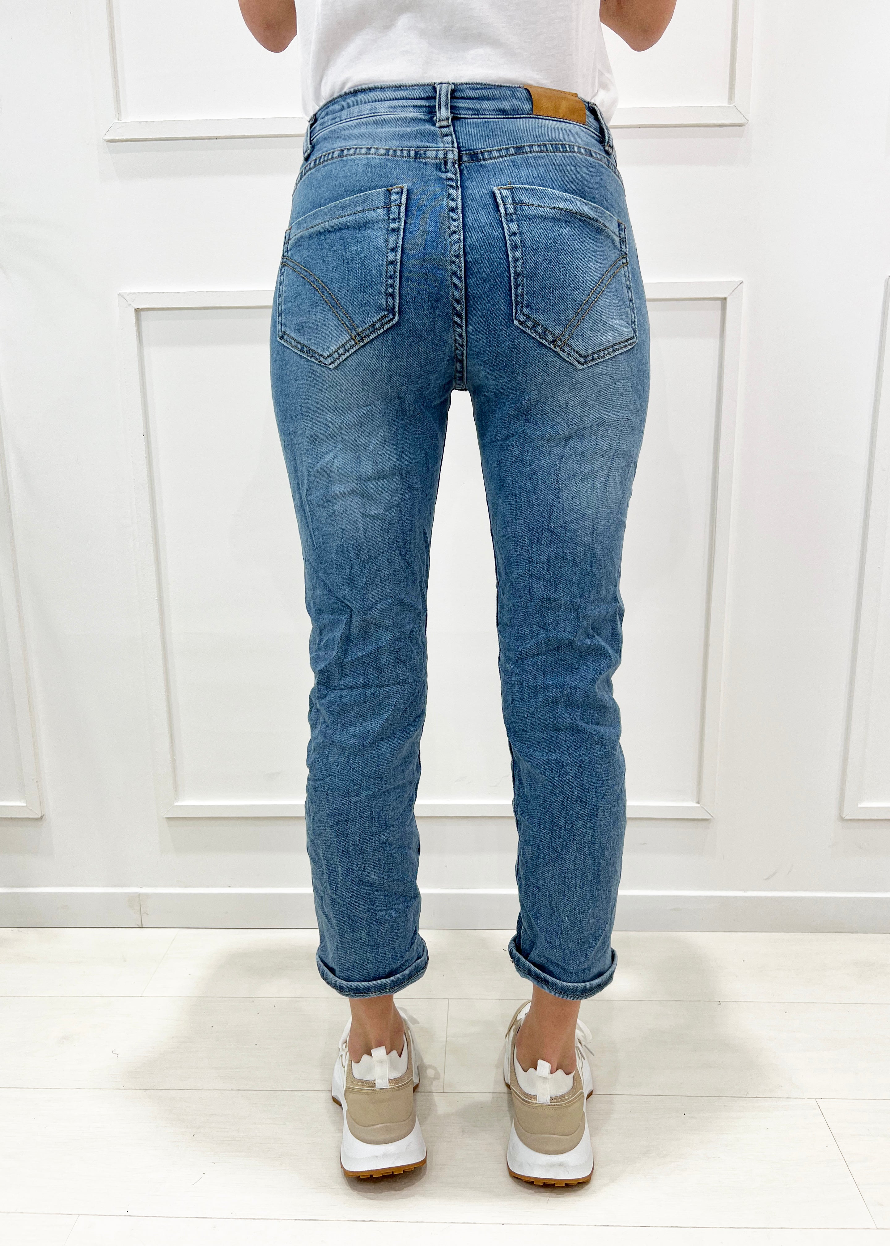KERSO - Jeans Bottoni Gioiello - DENIM