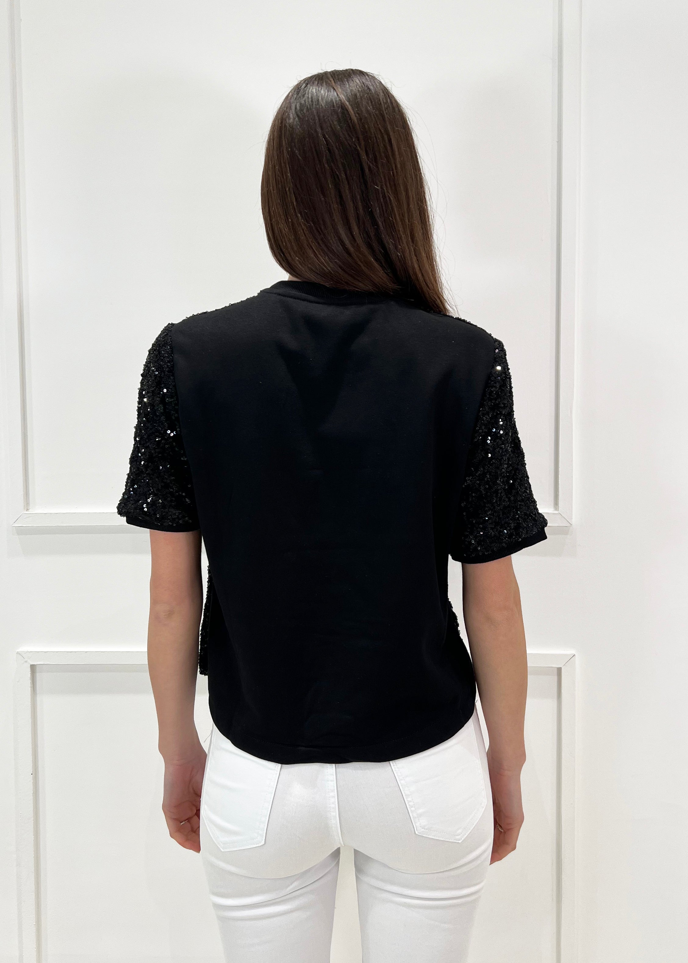 KERSO - Maglia M/M Paillettes - NERO