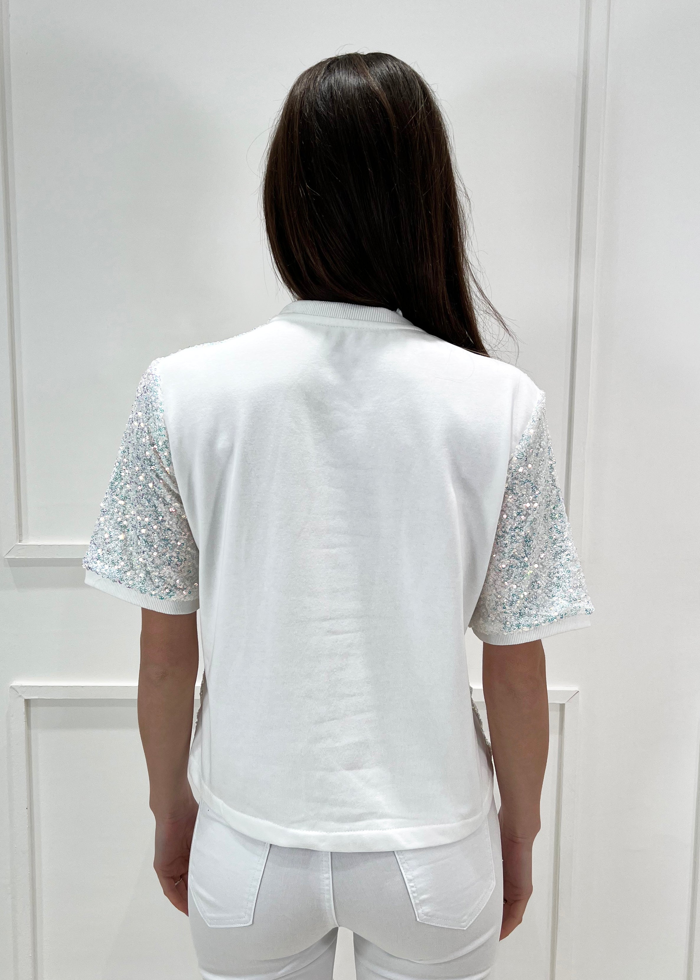 KERSO - Maglia M/M Paillettes - BIANCO