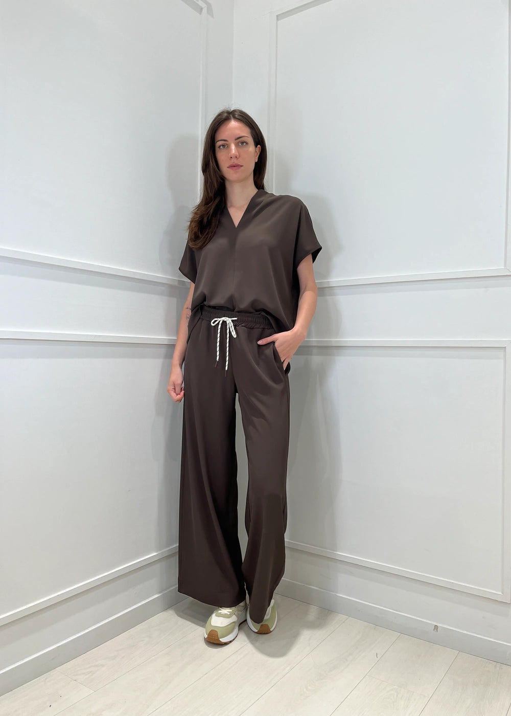 SUSY MIX - Completo Blusa + Pantalone - MORO