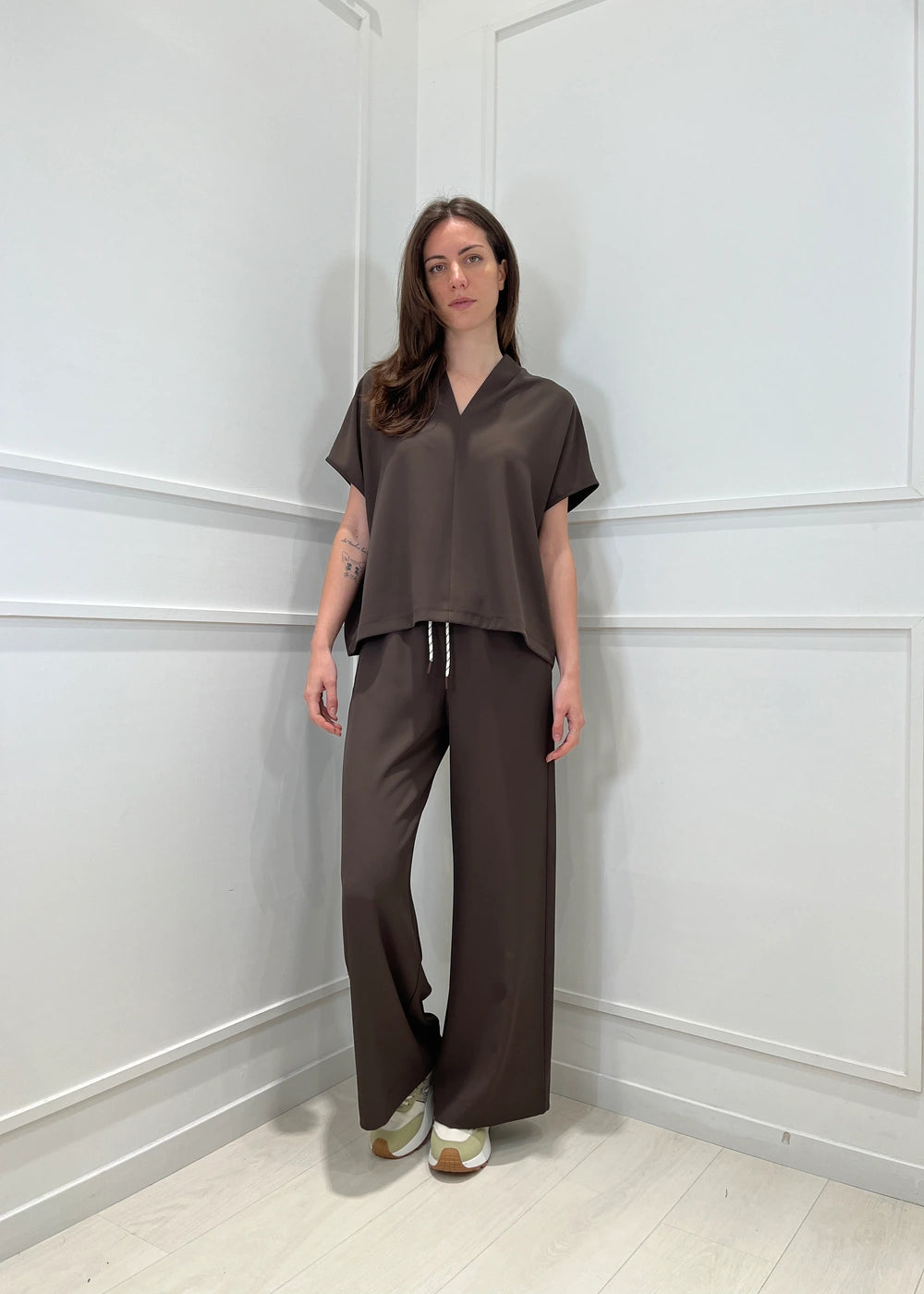 SUSY MIX - Completo Blusa + Pantalone - MORO