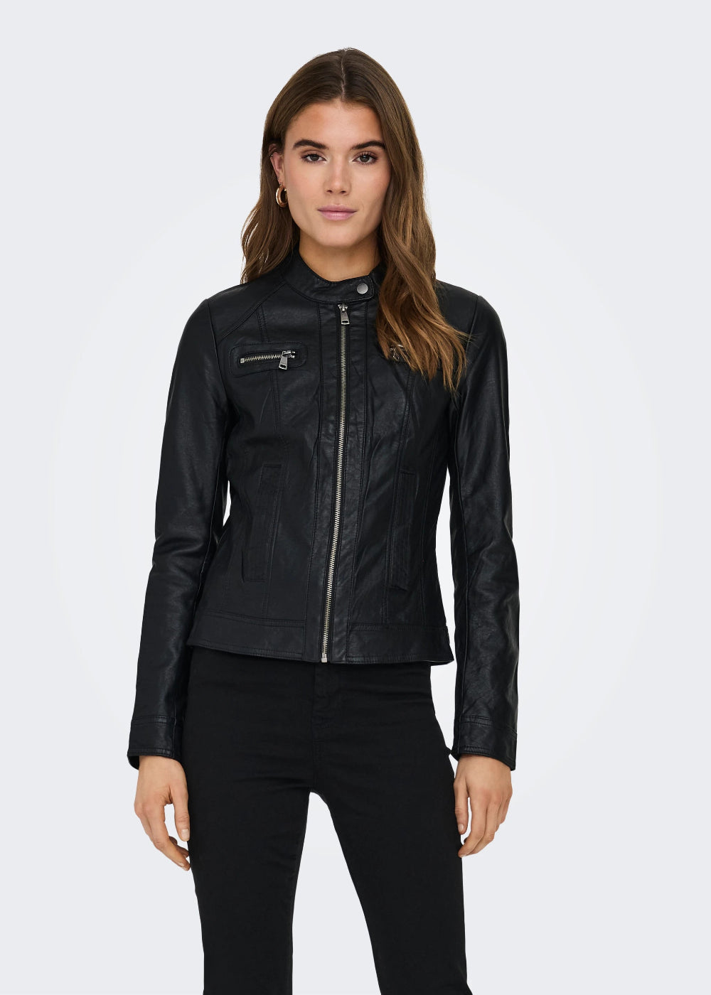 only - giubbino ecopelle - nero