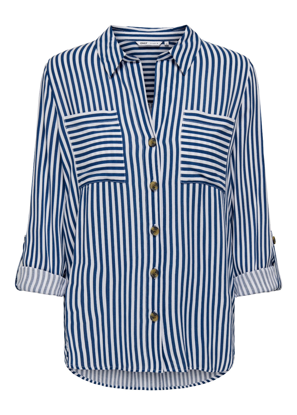 ONLY - Camicia Righe Taschini - BLU