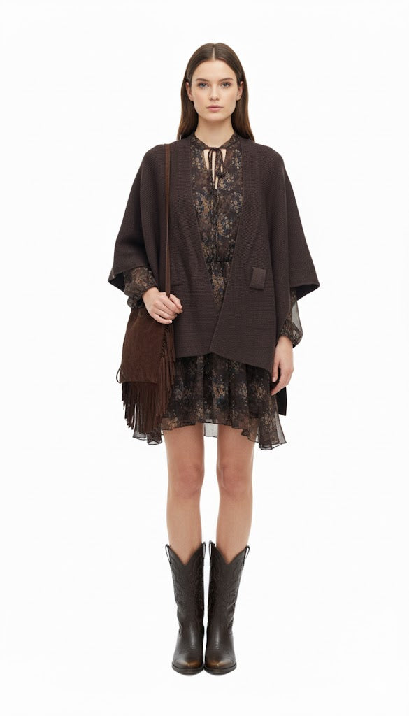 KERSO - Cardigan Mantella - MARRONE