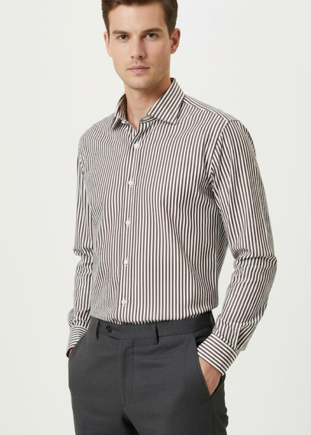 kerso - camicia collo classico - marrone
